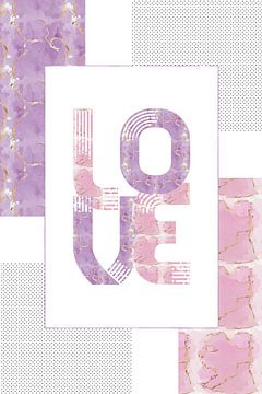 Graphic Art Gold LOVE | rosa und violett von Melanie Viola