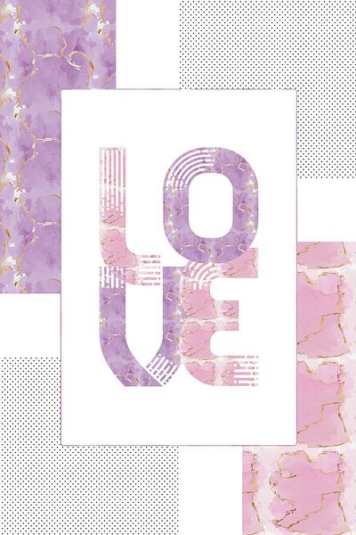 Graphic Art Gold LOVE | rose and violet by Melanie Viola