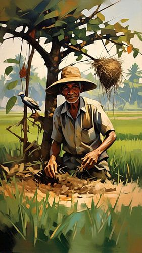 abstract painting rice field