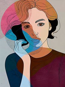 Stijlvol & moderne minimalistisch portret met abstracte kleurvlakken