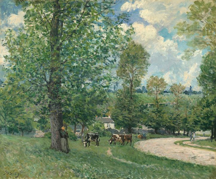 Kühe auf der Weide, Louveciennes, Alfred Sisley von Meisterhafte Meister
