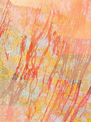 Corals in the Golden Sea a Modern Nature Expressionist in Red Gold