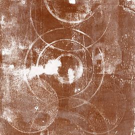 Modern abstract art. Organic shapes in rusty brown and off white. by Dina Dankers
