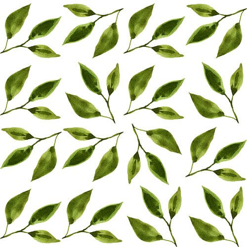 Warm groen aquarel bladeren botanische illustratie