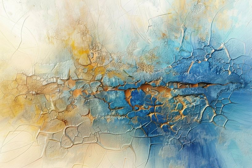 Abstract Painting - Blue Gold Calm and Organic by Joriali Abstract