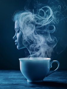 eine Tasse Kaffee oder Cappuccino mit einer weiblichen Person trinken