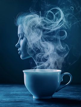 eine Tasse Kaffee oder Cappuccino mit einer weiblichen Person trinken von Egon Zitter
