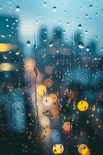 Raindrops on glass - Mystical city lights