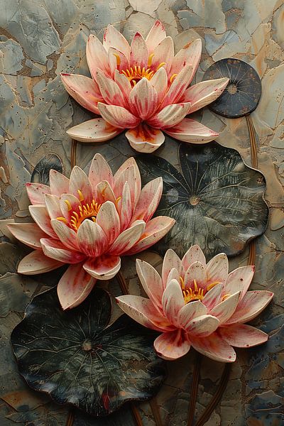 Relief von rosa Seerosen von Art & Soul Creations