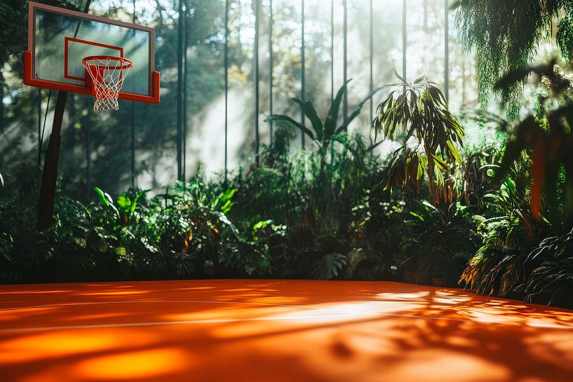 Basketballplatz im Dschungel – Surreal von Poster Art Shop