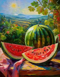 Watermelon in the Mediterranean sun by Evelien Prins