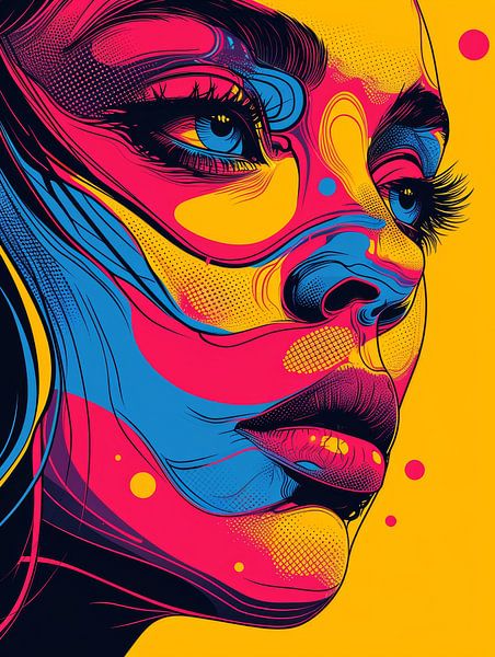Contouren van Expressie Pop Art Vrouwenportret van Eva Lee