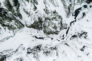 Drone photo of the Fjadrargljufur gorge (winter) by Martijn Smeets