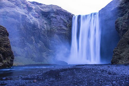 Skógafoss Waterfall in Iceland at dawn