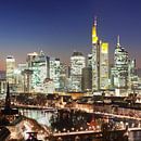 Skyline van Frankfurt op het blauwe uur van Markus Lange thumbnail