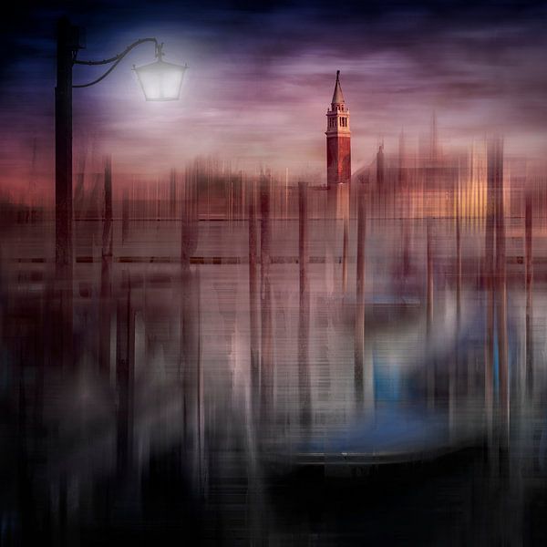 City-Art VENEDIG Gondeln zum Sonnenuntergang  von Melanie Viola