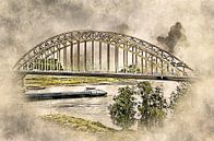 De Waalbrug bij Nijmegen oude stijl van Art by Jeronimo thumbnail