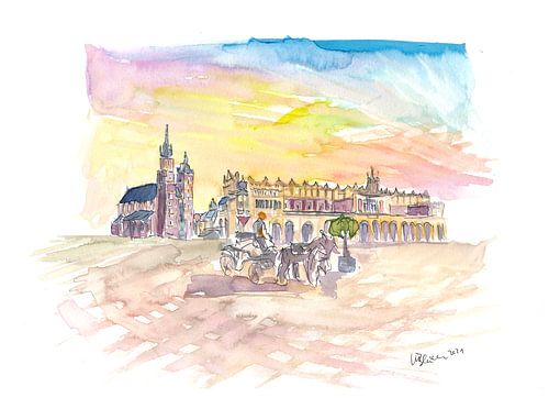 Krakau Polen Marktplatz mit Kathedrale