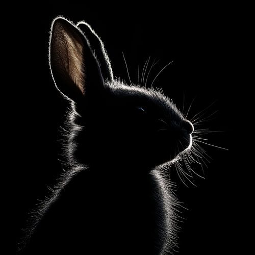 Portrait d'un lapin dans l'obscurité