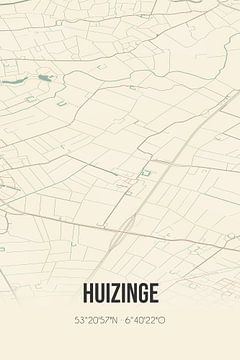 Vintage landkaart van Huizinge (Groningen) van MijnStadsPoster