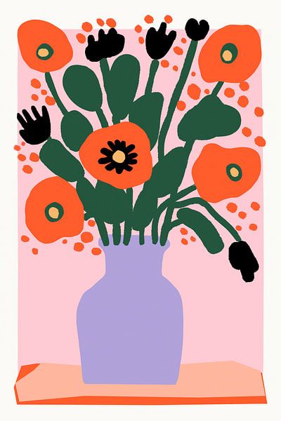 Poppy In Purple Vase by Treechild