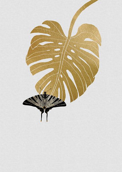 Papillon et feuille de monstera par Orara Studio