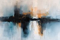 Abstract cityscape painting with dynamic colours
