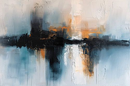 Abstracte stadsgezicht schilderij met dynamische kleuren