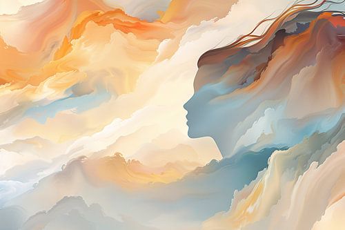 Gezicht en Werveling in Abstracte Kleuren