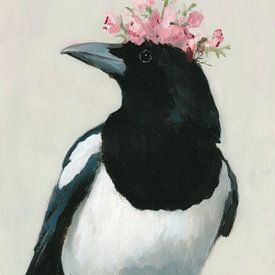 Pie avec couronne de fleurs roses en style soft painting sur But First Framing