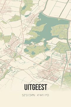 Vintage landkaart van Uitgeest (Noord-Holland) van Rezona