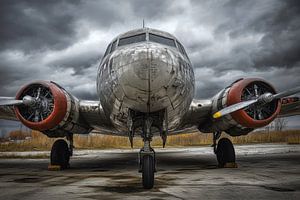 Vieille épave d'avion couverte de rouille et de vieillissement