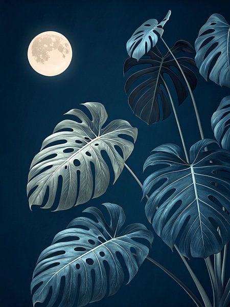 Lunar Monstera Night by Artistic