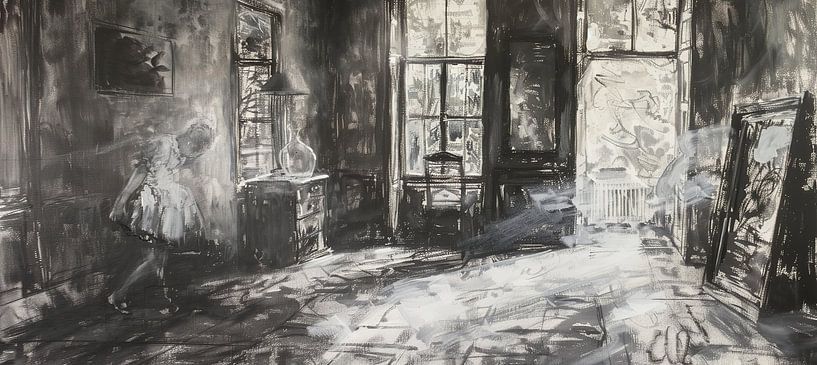 Ghostly Dancing van Abstract Schilderij