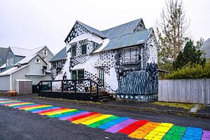 Traditional wooden houses at Seydisfjordur on Iceland