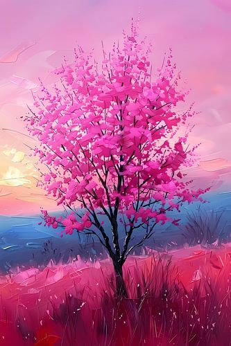 Kleurrijke Boom bij Expressieve Zonsondergang