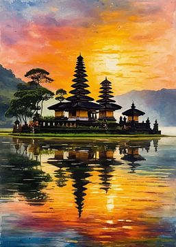 Ulun Danu Beratan Tempel Zonsondergang van MIROKKU