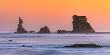 Zonsondergang bij Bandon Beach, Oregon van Henk Meijer Photography