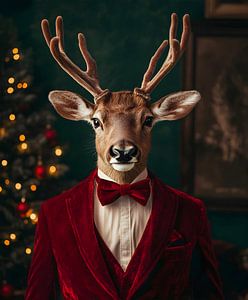 Schickes Weihnachtsporträt eines Rehs
