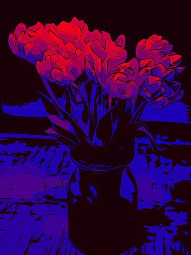 Blumenposter Tulpen rot-blau