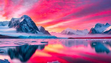 Sunset with ice and mountains by Mustafa Kurnaz