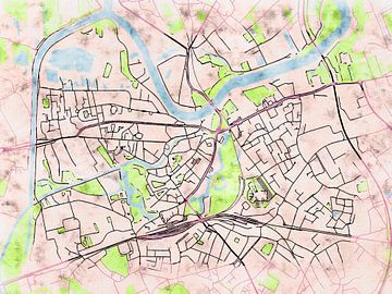 Kaart van Dendermonde in de stijl 'Soothing Spring' van Maporia
