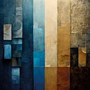 Abstract, beige, blauw, bruin, contrast, geometrie, grijs, linnen, modern, design, schilderijen van Color Square thumbnail
