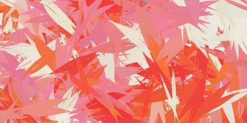 Pop der Farbe. Abstrakte botanische Kunst in Neonfarben rosa, orange, weiß von Dina Dankers