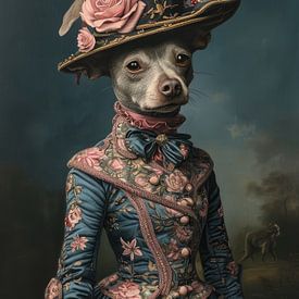 dog in Victorian dress by Gelissen Artworks