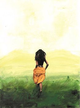 Une fille dans le champ Imprimer