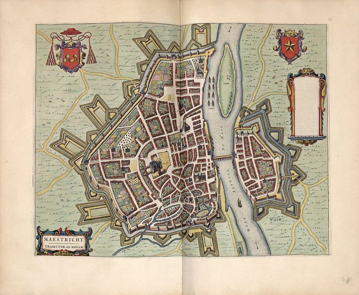 Maastricht Limburg, Plan de la ville Joan Blaeu 1652 par Atelier Liesjes