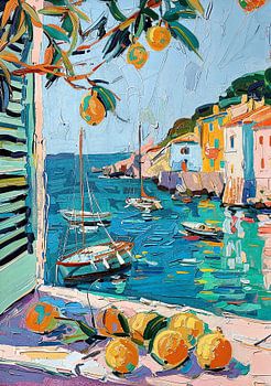 Henri Matisse Style Poster, Méditerranée, fenêtre ouverte, pastel