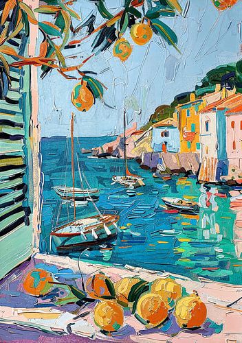 Henri Matisse Stijl Poster, Middellandse Zee, Open Venster, Pastel