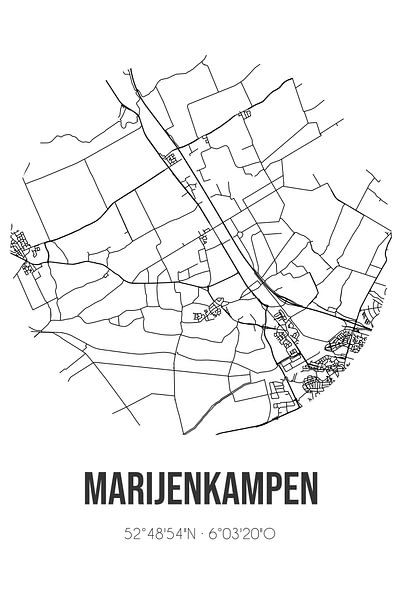 Marijenkampen (Overijssel) | Map | Black and White by Prints of Place